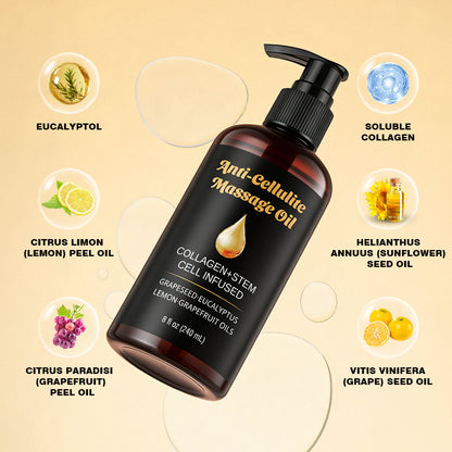 OEM Private Label Anti Cellulite Lemon Collagen and Stem Cell Moisturizer Massage Oil for Tightening and Stretch Marks