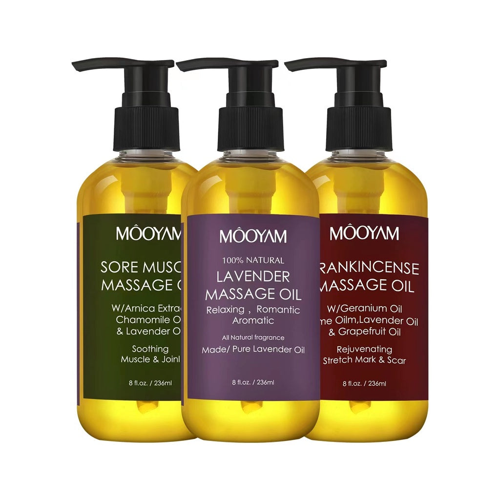 Huile de massage pour le corps 100 % pure, naturelle et biologique à la lavande relaxante, anti-cellulite, pour la peau, les muscles endoloris, huile d'oliban.